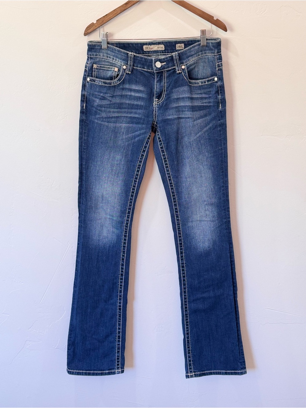 BKE Payton Women's Bootcut Jeans Medium Wash Whiskering 28XL, 28x35.5 EUC